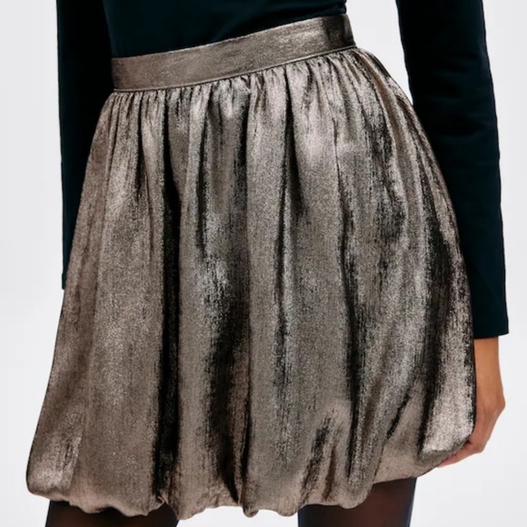 Madewell Metallic Bubble-Hem Mini Skirt NWT #NT386 - Picture 3 of 11
